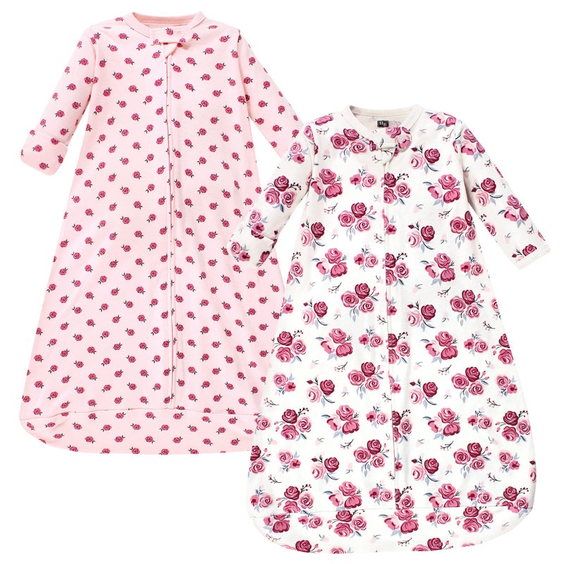 Hudson Baby Unisex Baby Cotton LongSleeve Wearable Sleeping Bag Sack Blanket Rose 03 Months