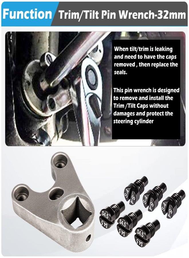 Sunluway Trim/Tilt Pin Wrench MT0006-32mm x 4/4.5mm Remove Trim/Tilt Caps on Hydraulic Cylinders Compatible for Yamaha Suzuki Johnson Evinrude, for Honda Outboards - Image 2