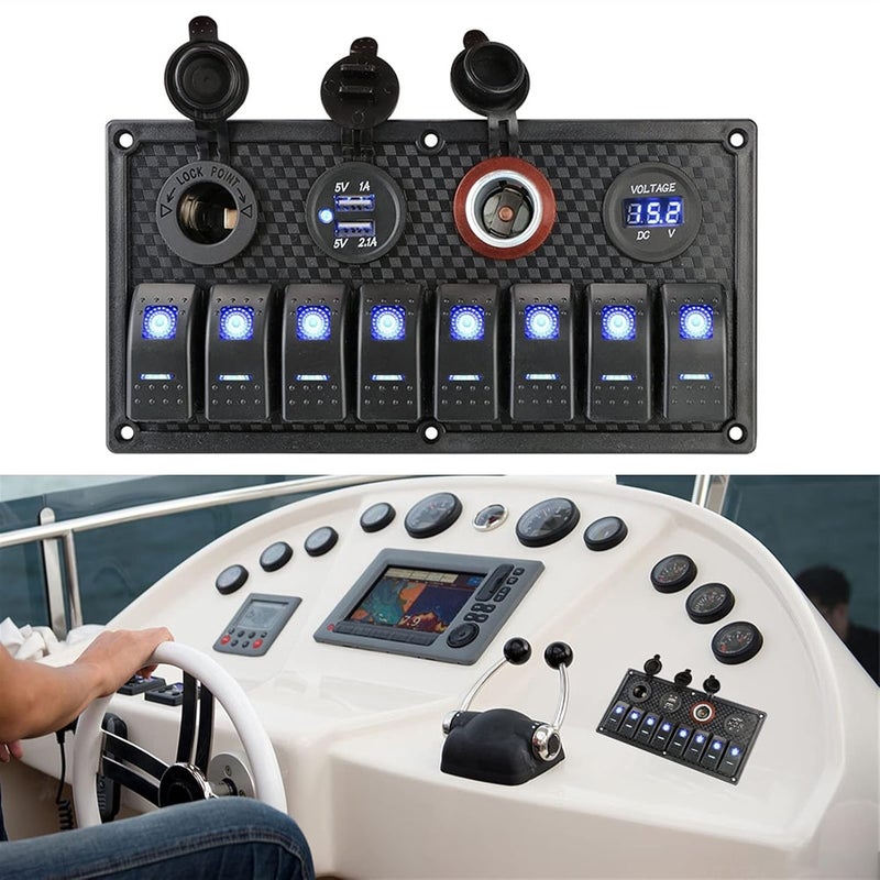 Wivplex 12V 24V Dual USB Lighter Socket 8 Gang Switch Panel - Image 5