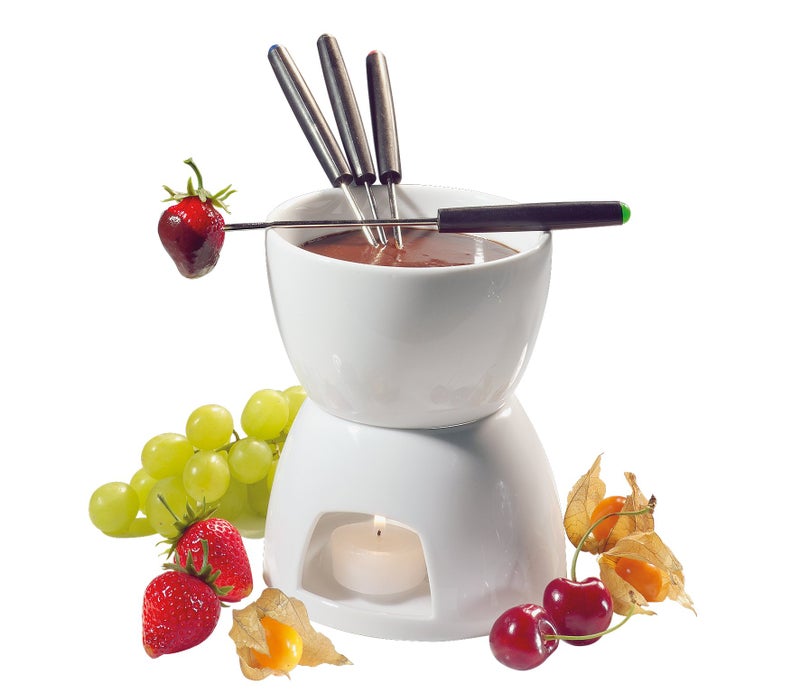 Cilio Cilio Porcelain Chocolate Fondue Set White 5Inch by 10Inch 