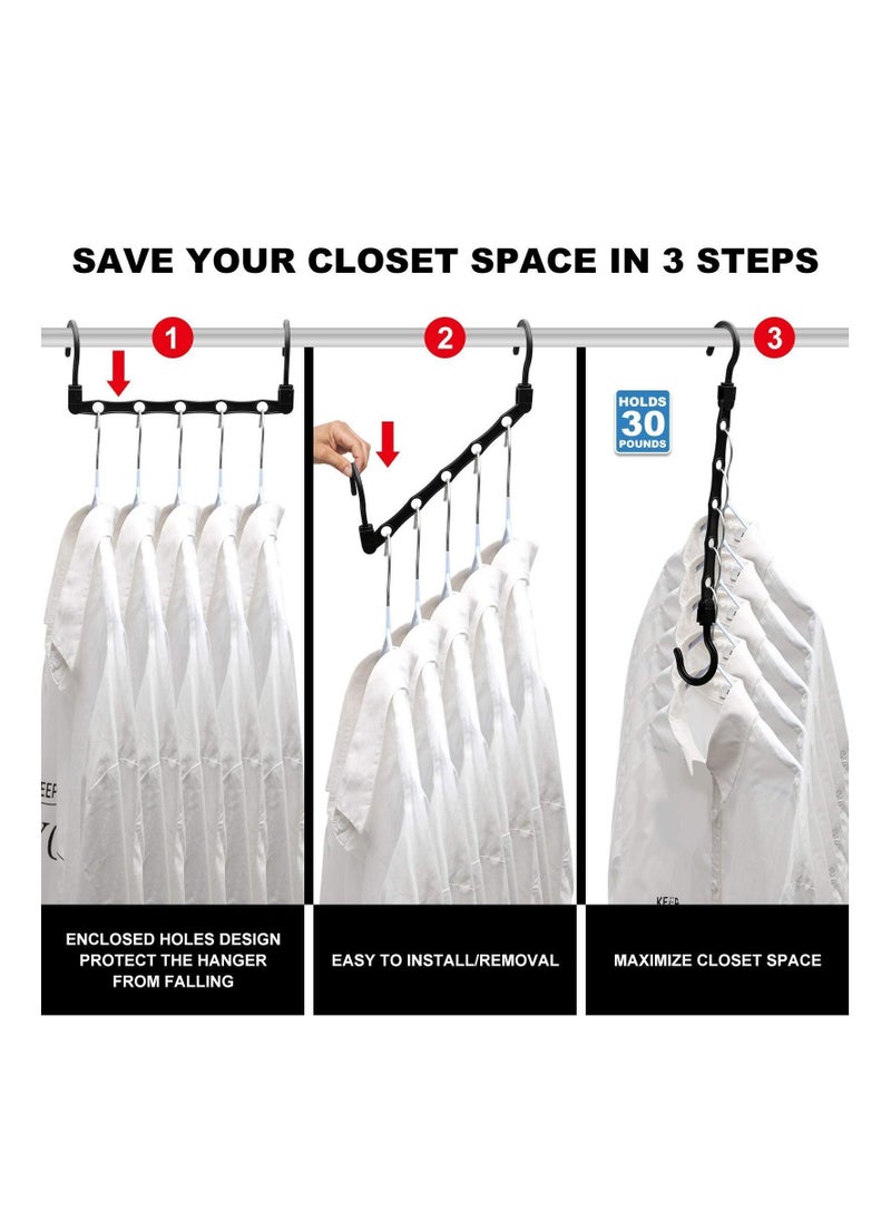 Y&D KASTWAVE Closet Organizers and Storage Magic Hangers,12 Pack Space Saving Hangers Plastic Hanger Organizer Saver Multi for Dorms Bedroom Pants Shirts Heavy Clothes (Black)  - Image 2