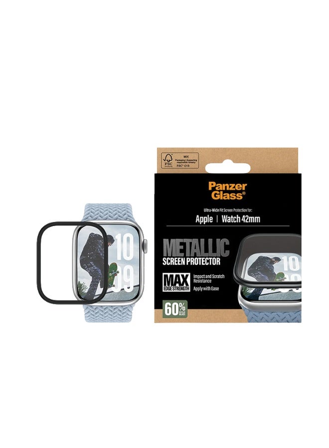 PanzerGlass Screen Protector with Black Metal Frame Apple watch 42mm - Clear - Image 1