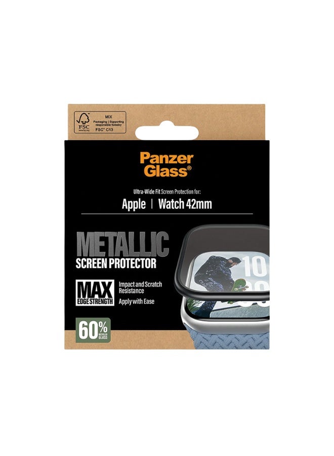 PanzerGlass Screen Protector with Black Metal Frame Apple watch 42mm - Clear - Image 5