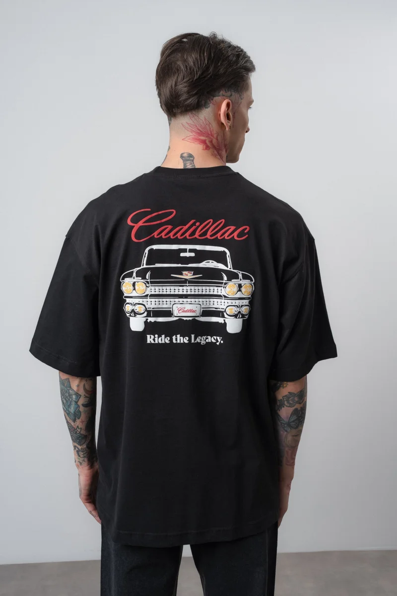 Respire Men's Cadillac Print Oversize T-Shirt Black