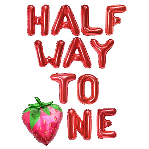 BEOXAGAR Strawberry Half Way To 1st Decorations 6 Month Girls Birthday - Image 1