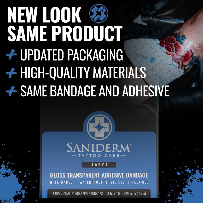 Saniderm Tattoo Aftercare Bandage 3 Sheets (Large Pack, 8 in x 10 in) – Convenient, Faster Tattoo Healing and Protection – Sterile, Waterproof, and Latex-Free - Image 2