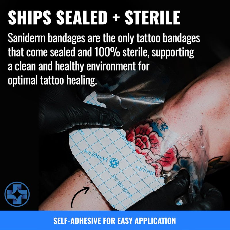 Saniderm Tattoo Aftercare Bandage 3 Sheets (Large Pack, 8 in x 10 in) – Convenient, Faster Tattoo Healing and Protection – Sterile, Waterproof, and Latex-Free - Image 4