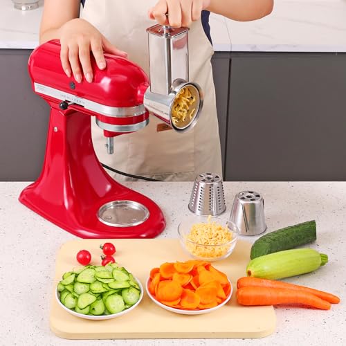 KINGEAGLE Stainless Steel Slicer Shredder Attachment for Kitchenaid Mixers, Cheese Grater & Vegetable Salad Maker Accessories, Dishwasher Safe - Image 5
