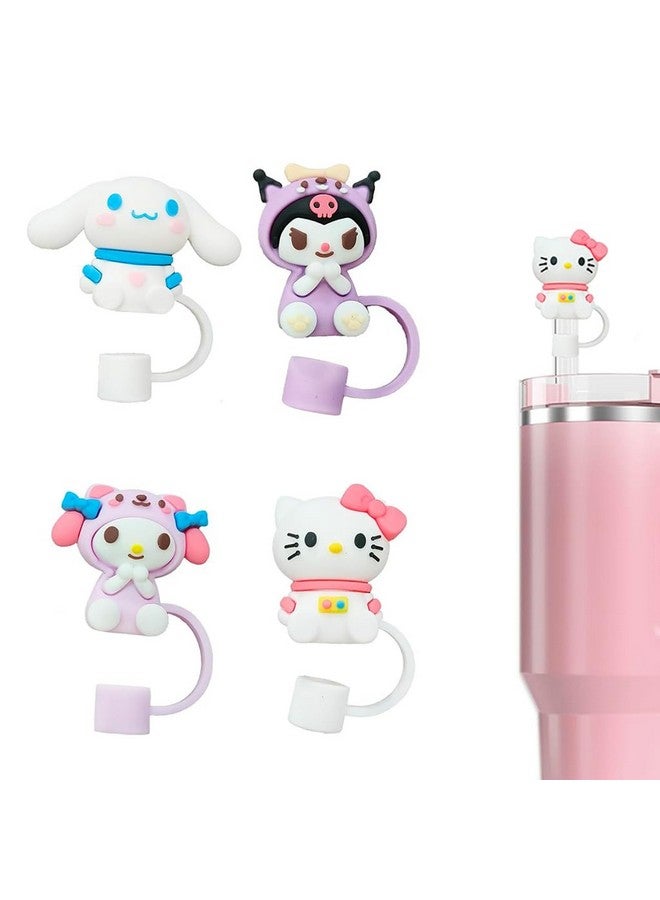 HASTHIP HASTHIP® 4Pcs Kawaii Straw Lids Sanrio Series Drinking Anti-Lost Kids Universal 10mm Straw Lids Straw Cap for Stainless Steel Straw, Straight(Cup NOT Included)  - Image 1