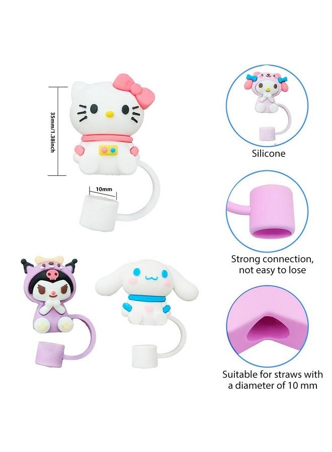 HASTHIP HASTHIP® 4Pcs Kawaii Straw Lids Sanrio Series Drinking Anti-Lost Kids Universal 10mm Straw Lids Straw Cap for Stainless Steel Straw, Straight(Cup NOT Included)  - Image 2