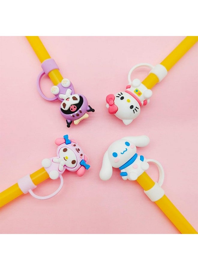 HASTHIP HASTHIP® 4Pcs Kawaii Straw Lids Sanrio Series Drinking Anti-Lost Kids Universal 10mm Straw Lids Straw Cap for Stainless Steel Straw, Straight(Cup NOT Included)  - Image 5