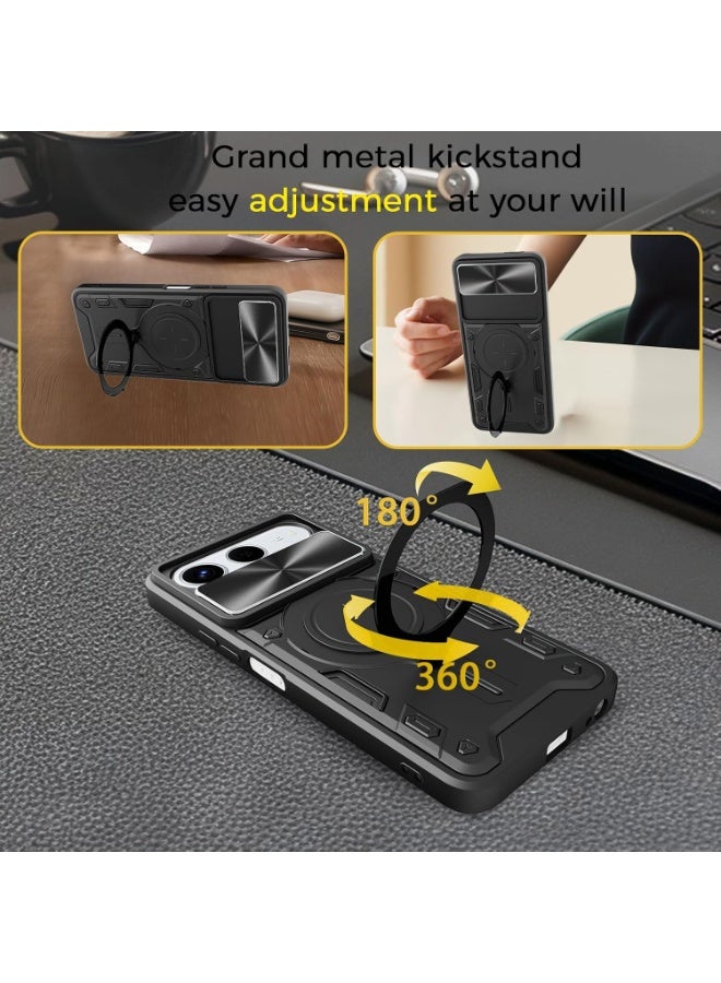 CHEROSIN حافظة هاتف لإنفينكس هوت 60i 5G مع غطاء كاميرا منزلق وحامل حلقة دوار 360° لحماية الهاتف من السقوط مع حامل مغناطيسي للسيارة - Image 5