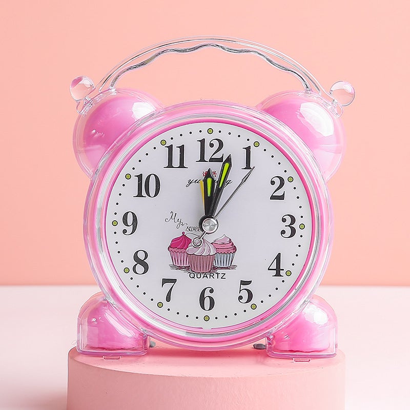 Elementary School Student Alarm Clock Kidsren's Cartoon Clock Bedside Simple Popular Small Alarm Clock Desk Clock Jumping Seconds Not Mute(Blue) - Image 3