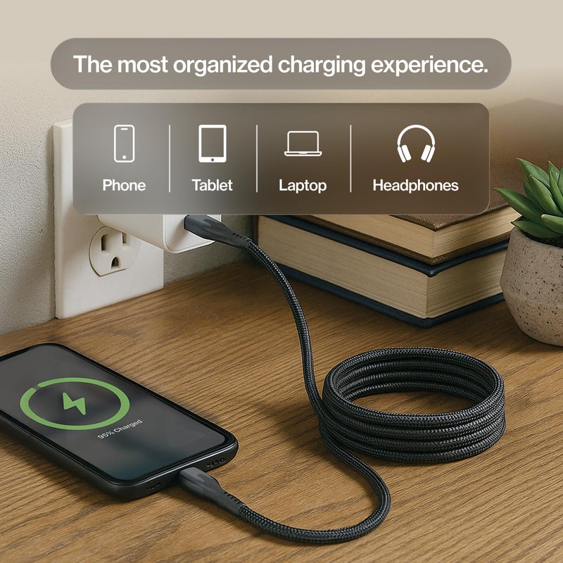 Statik MagStack Pro USB C to USB C Cable, Clutter-Free Magnetic Type C Charger Fast Charging Cord, Magnetic Charging Cable, Compatible with 16 Pro Max, 15, Galaxy S21 S20 Ultra, 100W 6FT/2M - Image 4