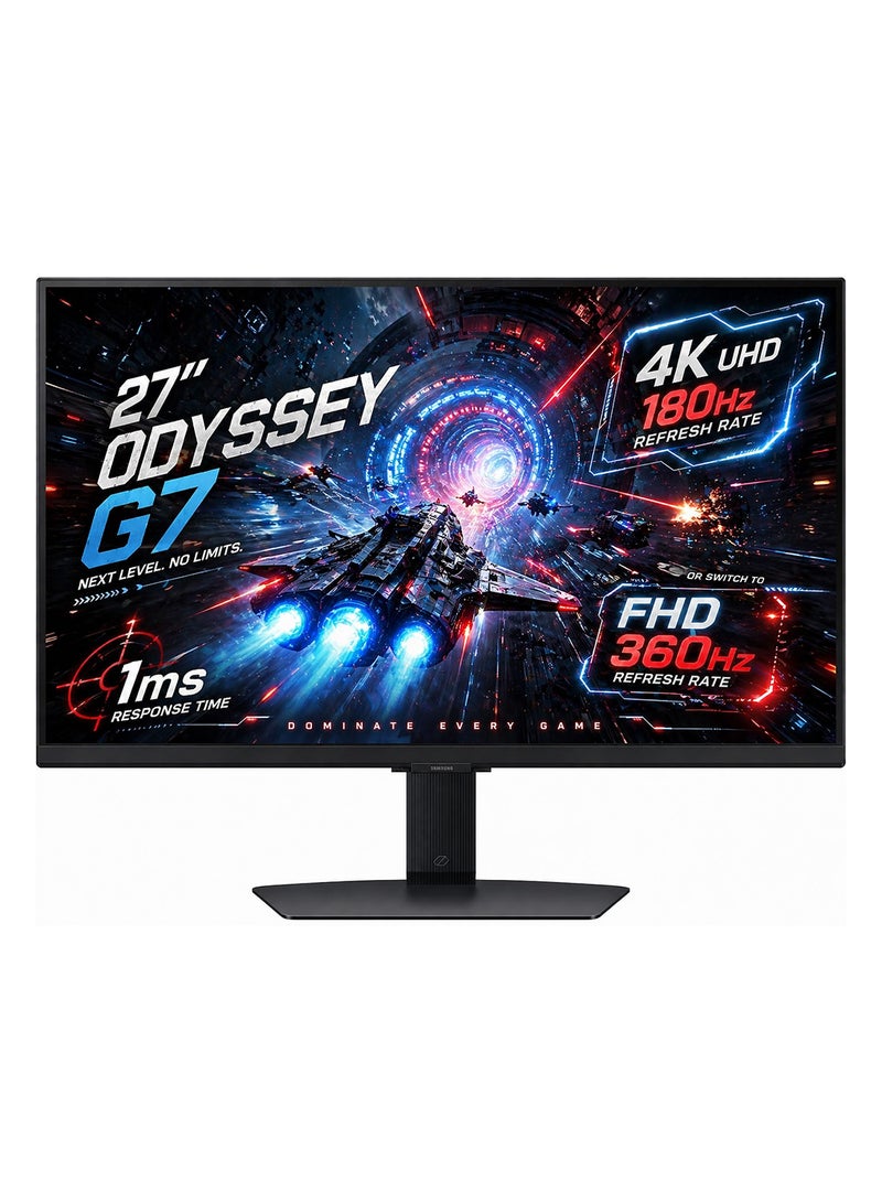 Samsung 27 inch Odyssey G7 (4K UHD 180Hz) Or Switch (FHD 360Hz) 1ms Response Time, FreeSync Premium, HDR10+, G-Sync FreeSync Premium, Auto Source Switch+, G70F LS27FG706EMXUE Black - Image 1