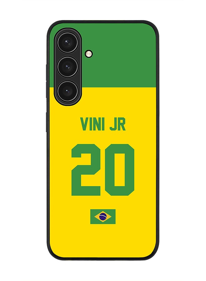 Stylizedd Rugged Black edge case for Samsung Galaxy S24 Plus, Slim fit Soft Case Flexible Thin Cover- Football Team-Brazil, Player Name-Vini Jr - Image 1