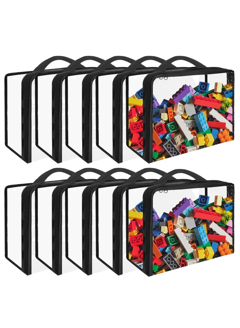 Hlimior 10 Pack Extra Large Toy Storage Bags PVC Organizing Bags with Zippered, Toy Storage Organizer with Portable Handheldï¼ŒWaterproof Toy Bags for Board Games Clay, Building Blocks, Toysï¼ŒBooks