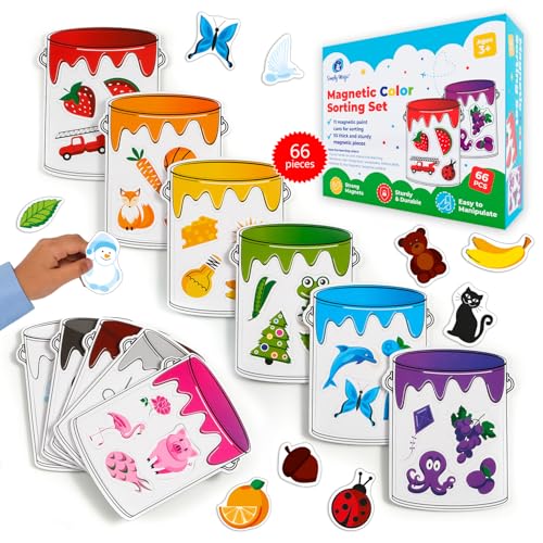 Simply magic 11 Jars Magnetic Color Sorting Set Color Sorting Toys for Toddlers Magnetic Shapes Learning Colors Recognition Magnets Colors Matching Games for Toddlers Preschool Circle Time - Image 1