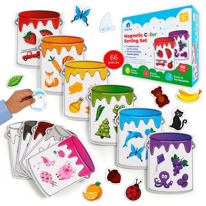 Simply magic 11 Jars Magnetic Color Sorting Set Color Sorting Toys for Toddlers Magnetic Shapes Learning Colors Recognition Magnets Colors Matching Games for Toddlers Preschool Circle Time - Image 4