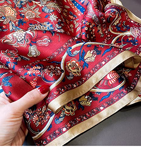 MEISEE 100% Pure Mulberry Silk Square Scarf 26"x26"-65CM Head Scarf for Women Natural Silk Neckerchief Printed Headscarf - Image 3