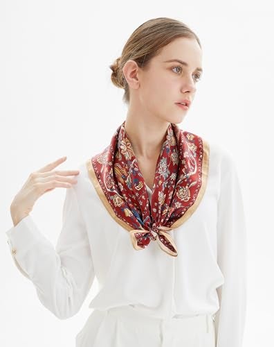 MEISEE 100% Pure Mulberry Silk Square Scarf 26"x26"-65CM Head Scarf for Women Natural Silk Neckerchief Printed Headscarf - Image 5