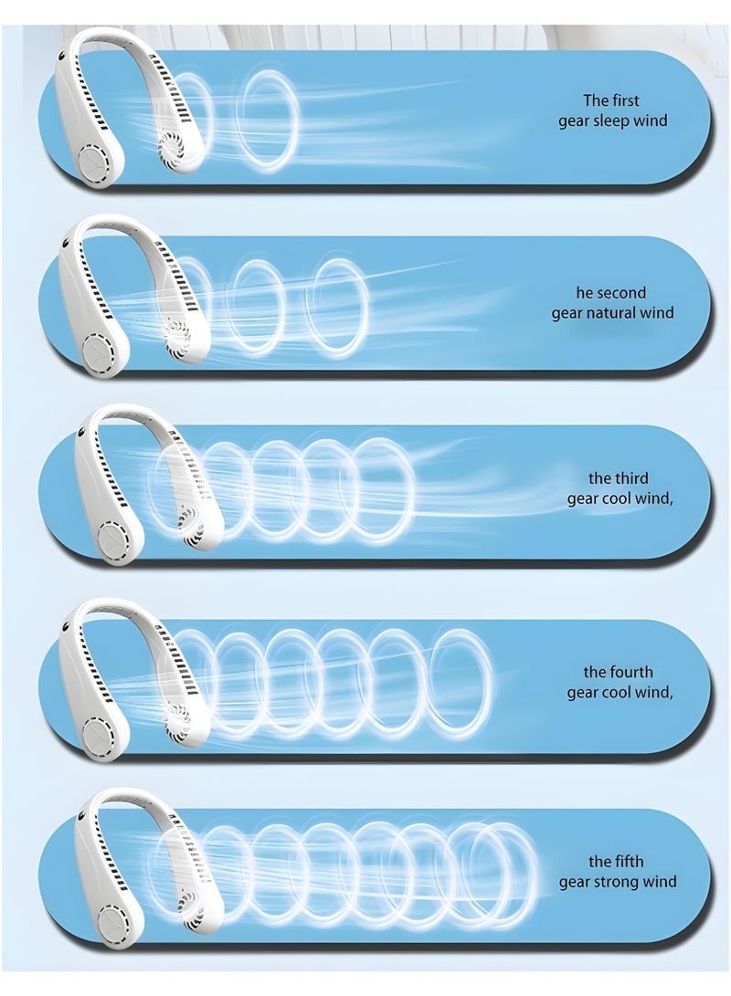 DENX Bladeless Neck Fan, Portable Hands-Free Cooling Fan, Wearable Personal Mini Fan, USB Rechargeable, Quiet Operation, 3-Speed Adjustable Fan for Outdoor, Travel, Sports, Office, Home, DX2576 - Image 5