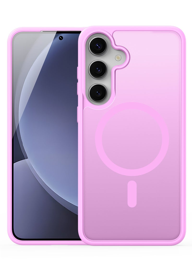 دوكس دوتشيز ياند جراب لموبايل سامسونج جلاكسي اس 25 بلس متوافق مع ماج سيف، جراب نحيف مضادة للصدمات وشفافة غير لامعة ومضادة للخدش ومضادة للصدمات مصنع من البولي يوريثين الحراري بولي كربونات البولي بروبلين سيليكون -وردي فاتح - Image 1