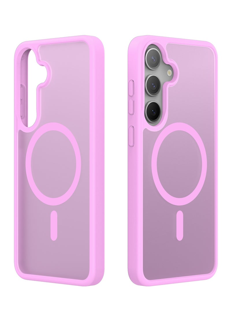 دوكس دوتشيز ياند جراب لموبايل سامسونج جلاكسي اس 25 بلس متوافق مع ماج سيف، جراب نحيف مضادة للصدمات وشفافة غير لامعة ومضادة للخدش ومضادة للصدمات مصنع من البولي يوريثين الحراري بولي كربونات البولي بروبلين سيليكون -وردي فاتح - Image 2