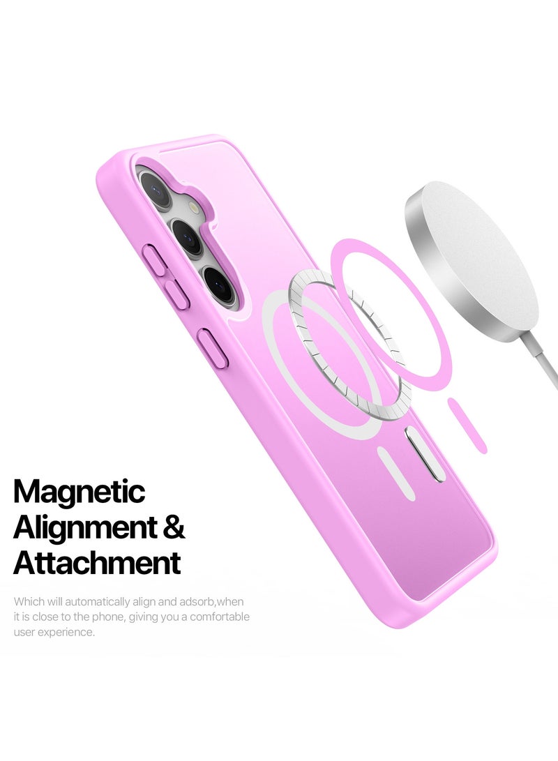 دوكس دوتشيز ياند جراب لموبايل سامسونج جلاكسي اس 25 بلس متوافق مع ماج سيف، جراب نحيف مضادة للصدمات وشفافة غير لامعة ومضادة للخدش ومضادة للصدمات مصنع من البولي يوريثين الحراري بولي كربونات البولي بروبلين سيليكون -وردي فاتح - Image 5