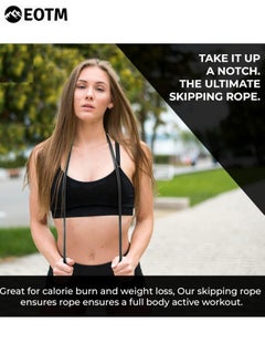 EOTM Skipping Jump Rope For Men and Women With Adjustable Height Black  - Image 3
