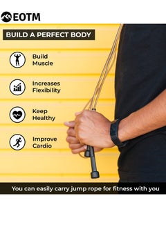EOTM Skipping Jump Rope For Men and Women With Adjustable Height Black  - Image 2