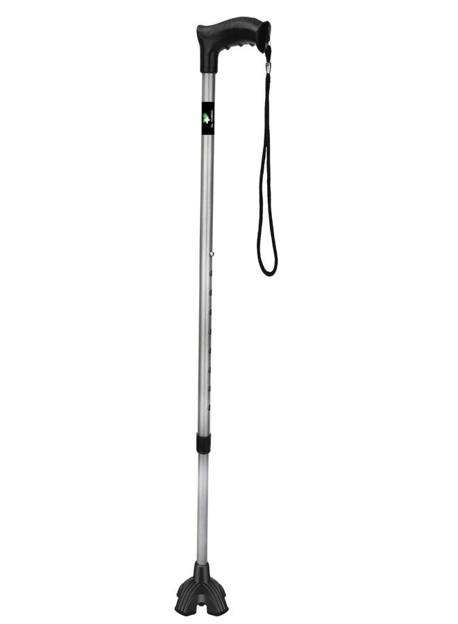 Dr. TORSO Strong Wide Rubber Base (Single Leg) Walking Stick: Unisex Support for Mobility, Comfort, & Style; Ergonomic Design for All Ages (Blue) (Silver) - Image 5