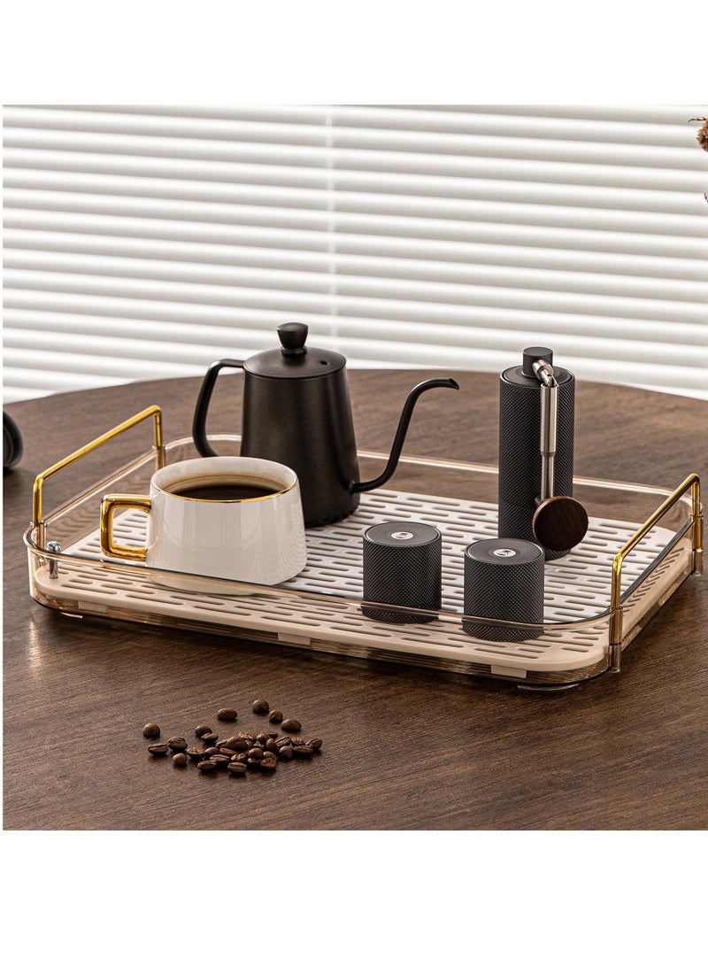 Countertop Organizers for Coffee Cabinet with Drainboard Stylish and Functional Coffee Accessories Shelf Decor Storage Holder for Coffee Cups Glasses, Coffee Table 1 Tier Amber Gold - Image 1