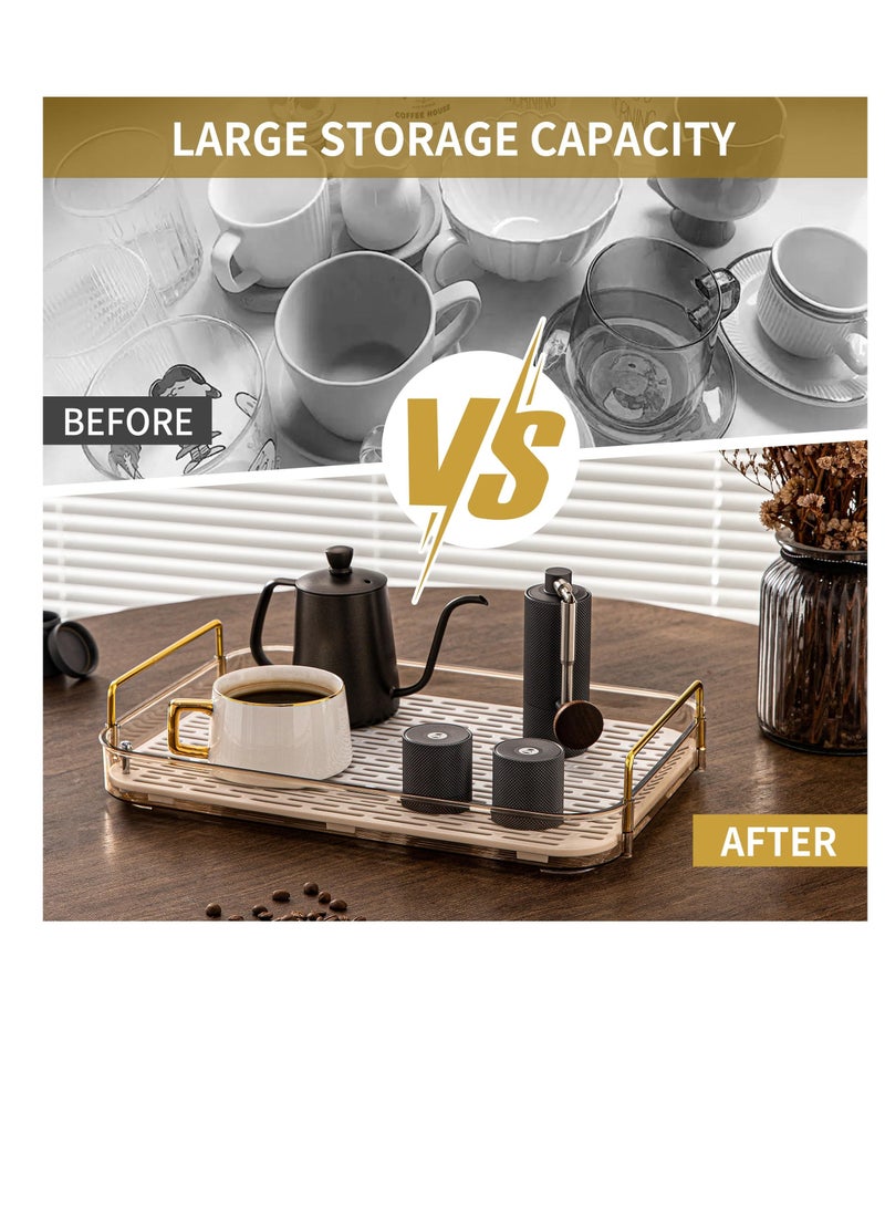 Countertop Organizers for Coffee Cabinet with Drainboard Stylish and Functional Coffee Accessories Shelf Decor Storage Holder for Coffee Cups Glasses, Coffee Table 1 Tier Amber Gold - Image 3