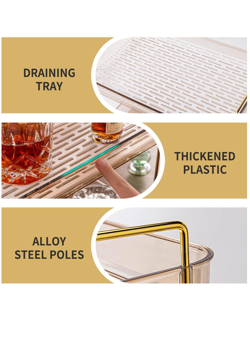 Countertop Organizers for Coffee Cabinet with Drainboard Stylish and Functional Coffee Accessories Shelf Decor Storage Holder for Coffee Cups Glasses, Coffee Table 1 Tier Amber Gold - Image 2