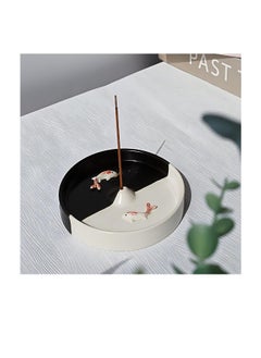 Incense Holder, Modern Minimalist Circular Incense Burner, Incense-Stick Holder for Cone or Stick, Incense Ceramic Ash Catcher, Handmade Incense Stick Burner, Black and White