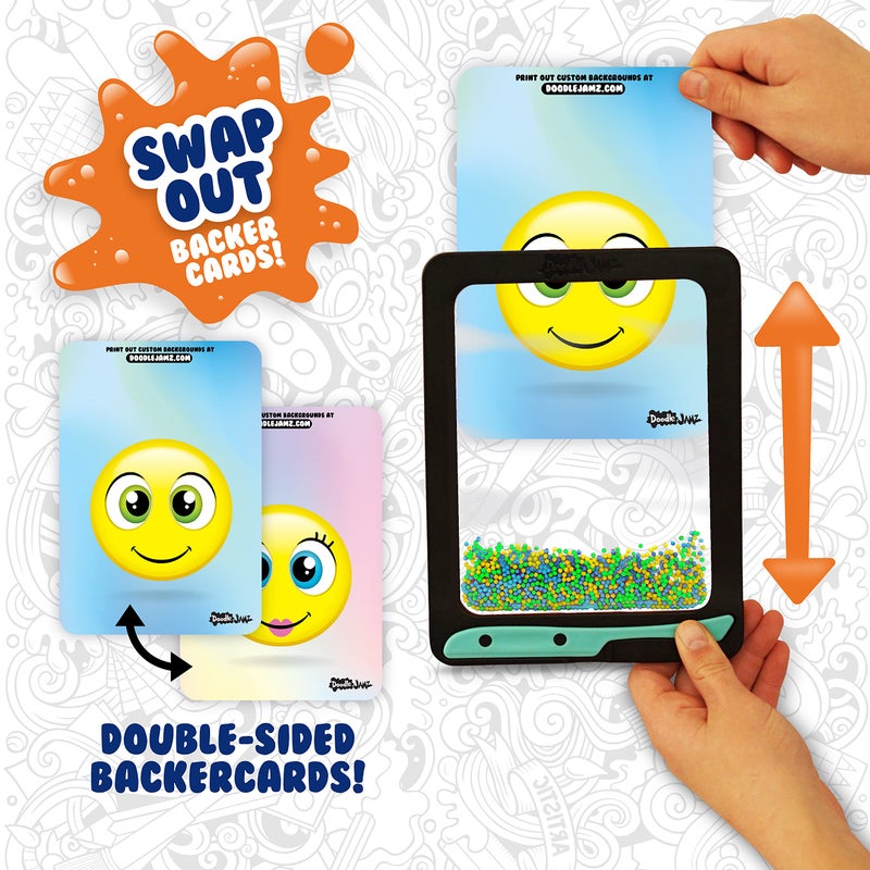 Sky Castle DoodleJamz JellyPics — Squishy Drawing Pads Filled with Non-Toxic Sensory Beads and Gel – No-Mess Fidget Art – ASMR – Re-usable to make Endless Artistic Creations (Green, Orange, Blue Beads) - Image 4