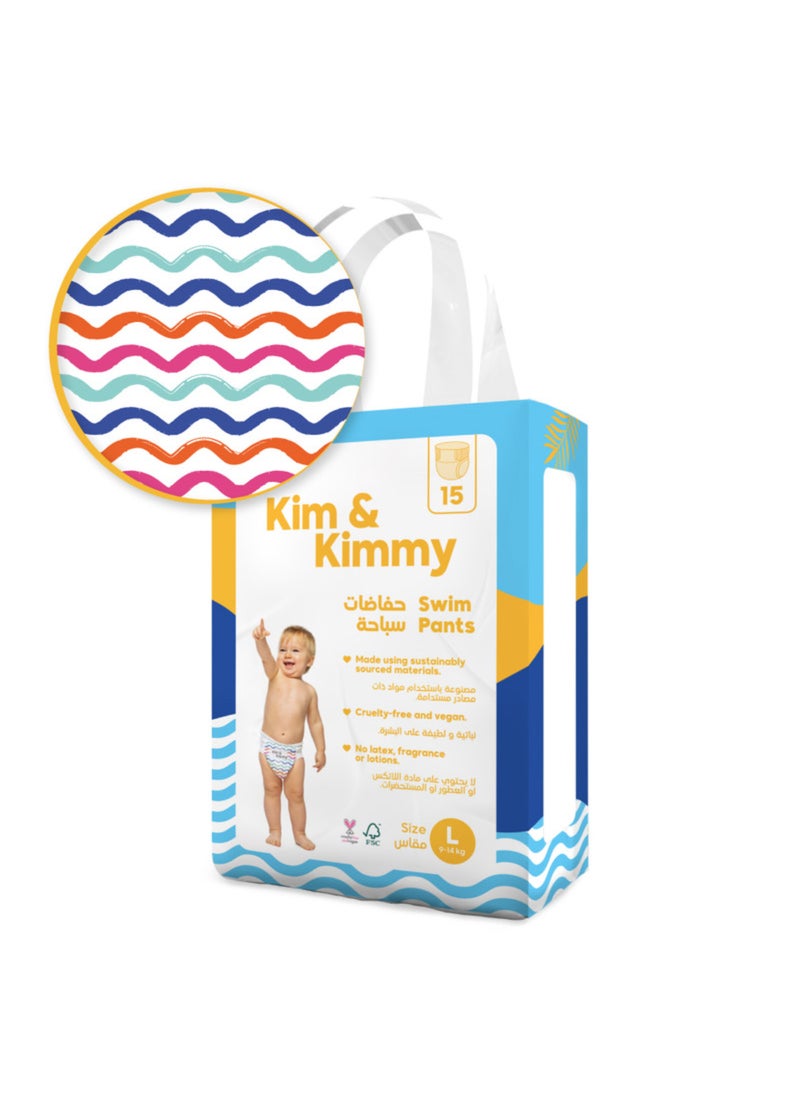Kim & Kimmy Swim Pants Diaper Size Large Wave Riders 15 Diapers - Image 1