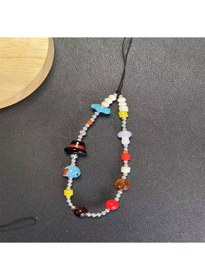 NIBEMINENT Phone Charm/ Chain Strap for Women Girls,Star Studded Beads Flower Puppy Cell Phone Case Lanyard Wrist Strap