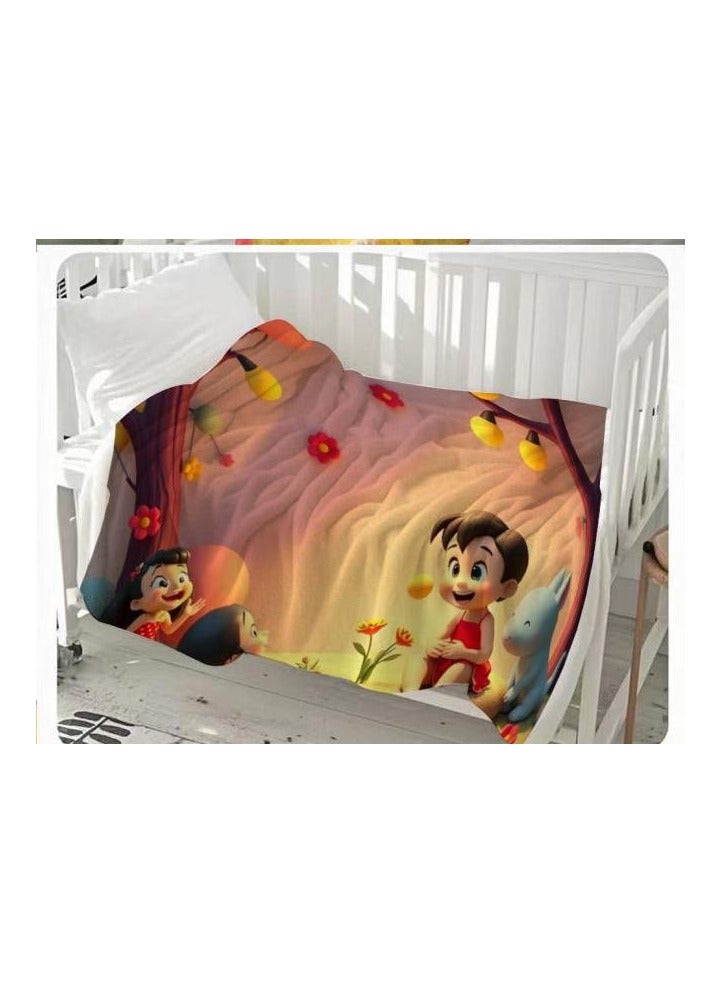 عام بطانية رقيقة من الفانيلا الكرتونية للأطفال أو الطلاب (دافئة ومريحة ومناسبة للنوم والألعاب) 100 سم * 150 سم - 554 - Image 1