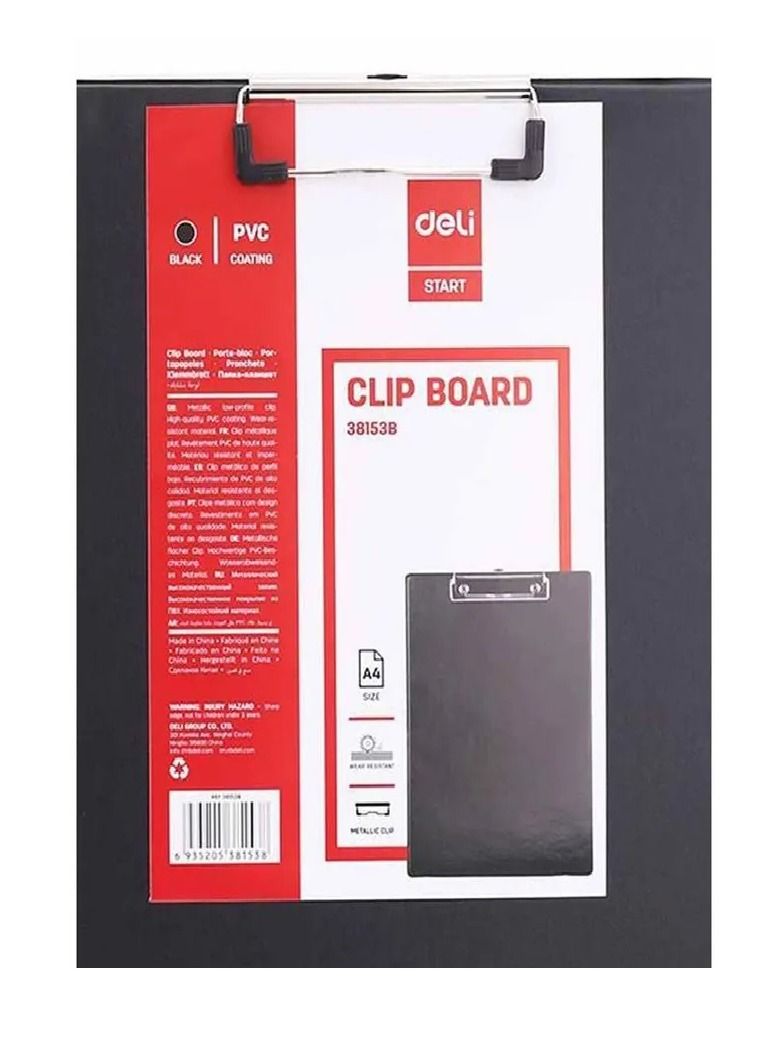 Deli A4 Size Clip Board Black Color
