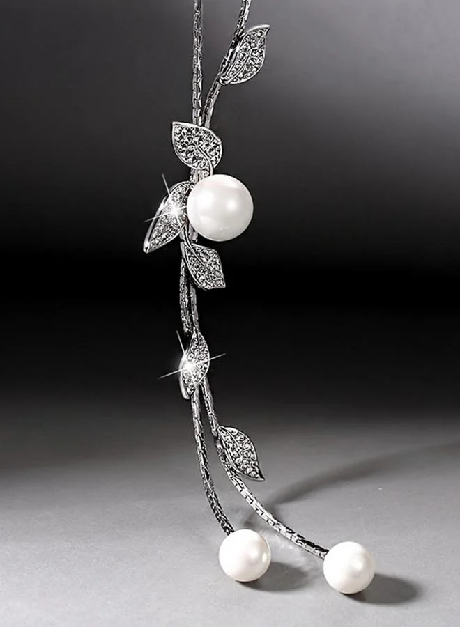 Take Two  Embellished Leaf Shaped Pendant Long Necklace for Women | Best Price UAE