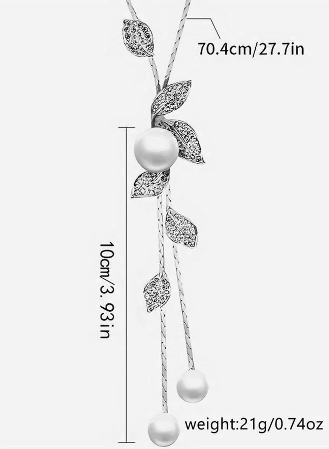 Take Two  Embellished Leaf Shaped Pendant Long Necklace for Women | Best Price UAE