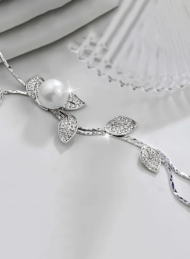 Take Two  Embellished Leaf Shaped Pendant Long Necklace for Women | Best Price UAE