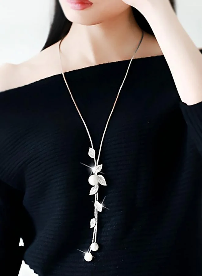 Take Two  Embellished Leaf Shaped Pendant Long Necklace for Women | Best Price UAE