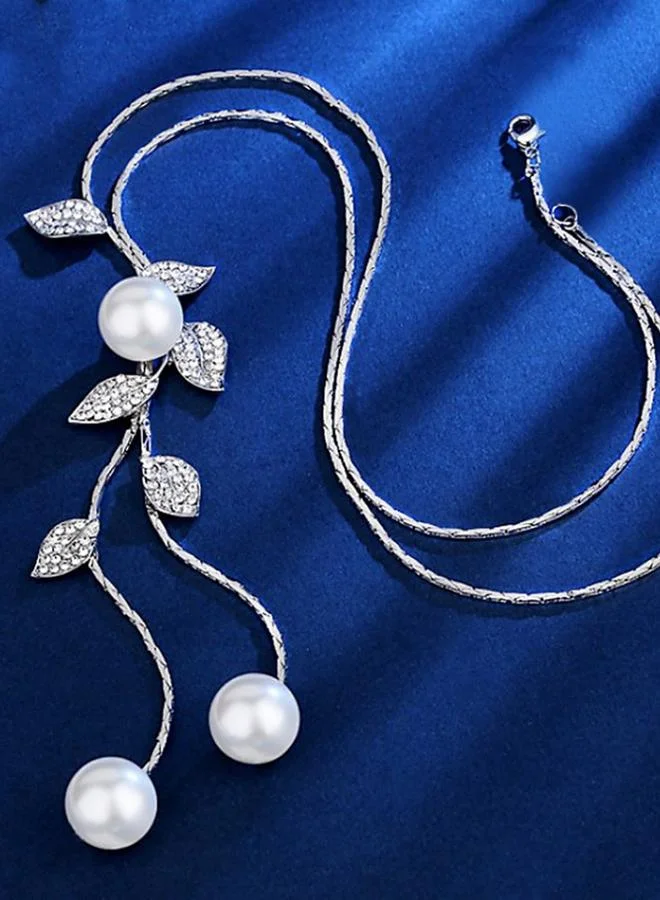 Take Two  Embellished Leaf Shaped Pendant Long Necklace for Women | Best Price UAE