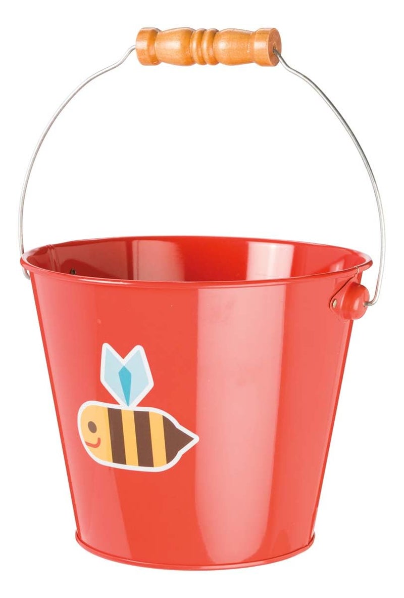 Toysmith Kids Gardening & Beach Bucket - 5″ Metal Pail with Grippable Handle | Assorted Bee & Beetle Colors | Durable Steel for Outdoor Play - 1 Count - Image 1