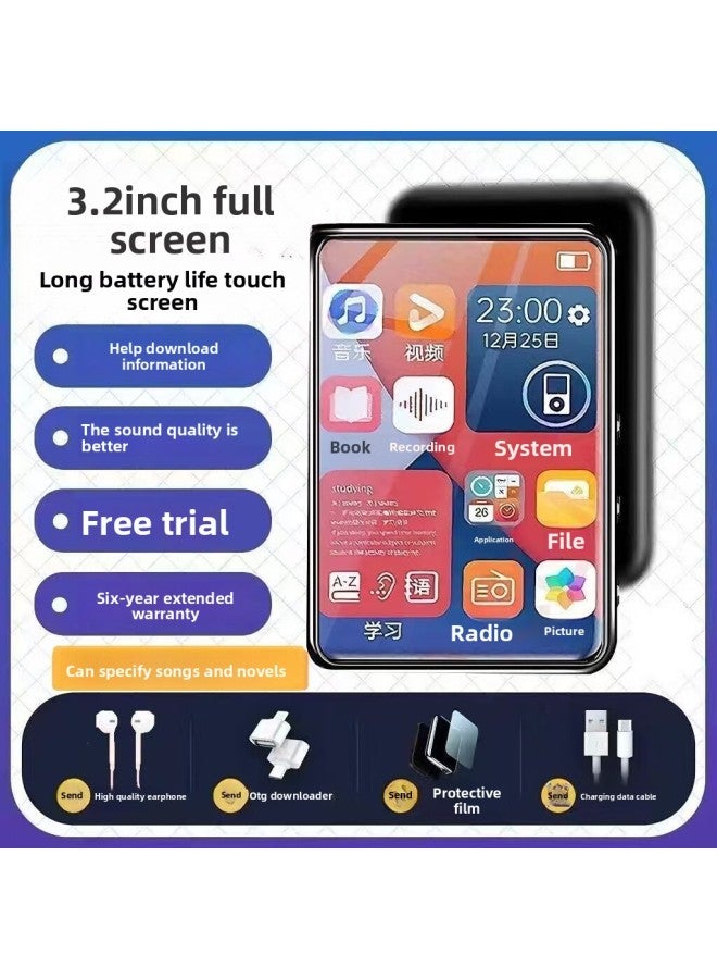 MP3 Player - Bluetooth MP3 Player Touch Screen - Metal version 3.2inch touch screen comes with a full set of accessories, 128gb - Portable Music Player, Wireless Walkman, Digital Audio, Student Learning, Mp4 Video Support, Mini HiFi Sound - Image 1