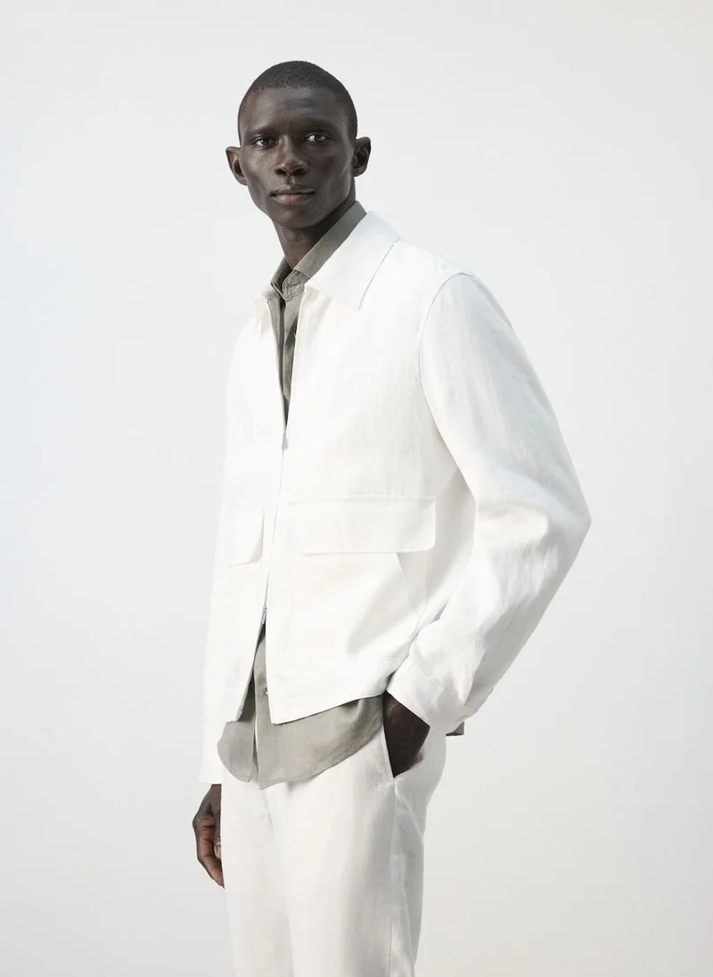 Mango Man  100% linen jacket with pockets for Men | Best Price UAE