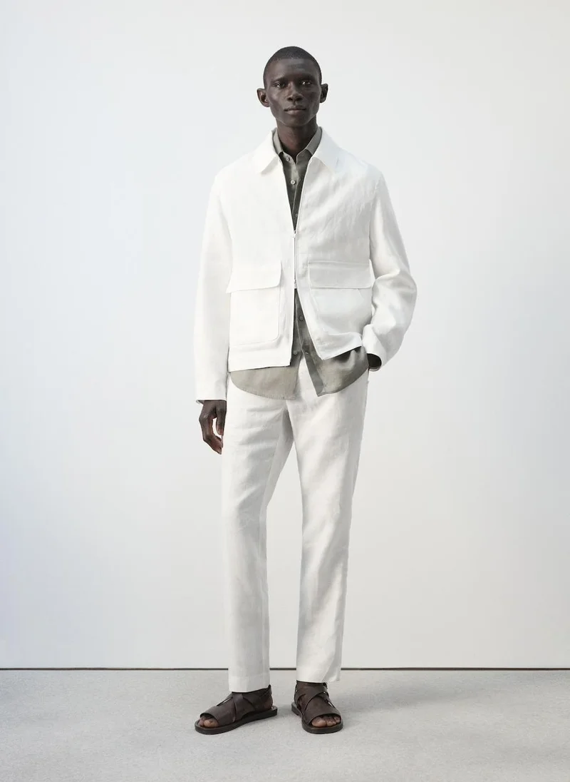 Mango Man  100% linen jacket with pockets for Men | Best Price UAE